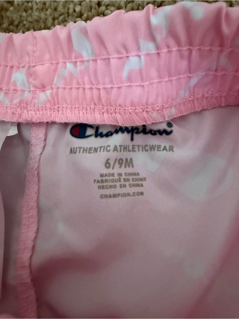Champion Baby Girls Pink Script Print Running Shorts Size 6/9M Athletic Dolphin - Picture 4 of 7
